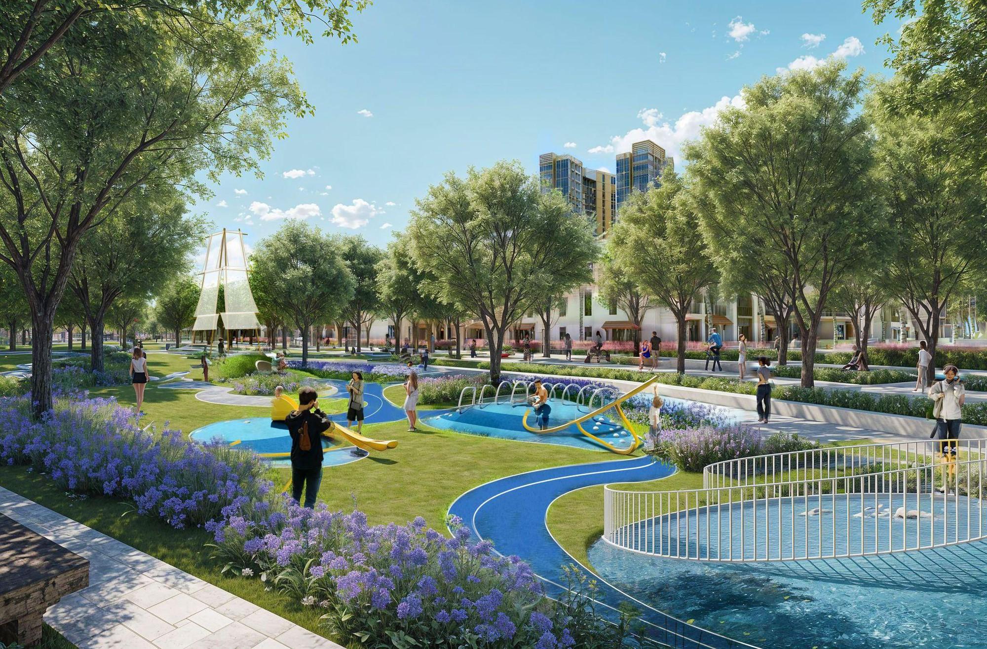 Phối cảnh công viên cảnh quan và khu vui chơi tại Charmora City