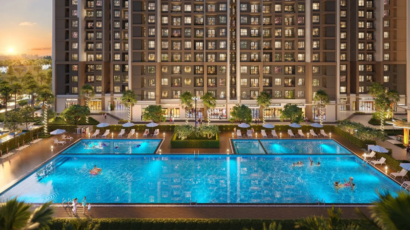 Ảnh minh họa hồ bơi giúp làm rõ nhu cầu về diện tích, sự tiện nghi và không gian gắn kết khi lựa chọn nhà ở lâu dài.